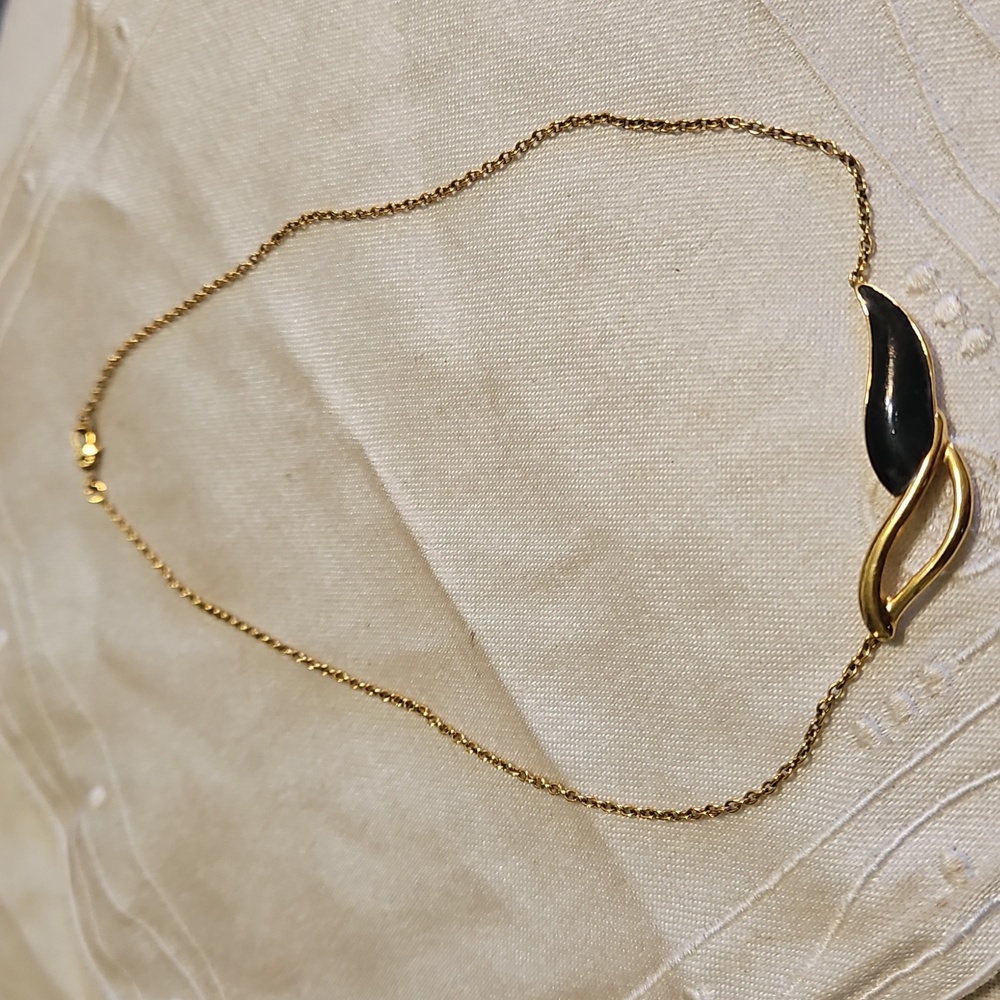 Vintage Monet Black Enamel Swirl Necklace